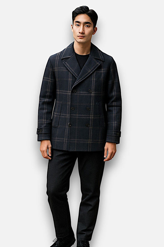 Beanpole Checked Wool Double-Breasted Coat